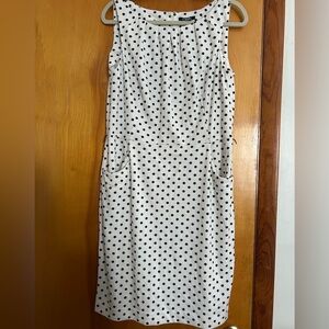 White and black polkadot dress with pockets